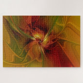 Abstract rood Oranje bruin fractaal kunstventilato Legpuzzel (Horizontaal)