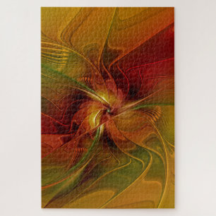 Abstract rood Oranje bruin fractaal kunstventilato Legpuzzel