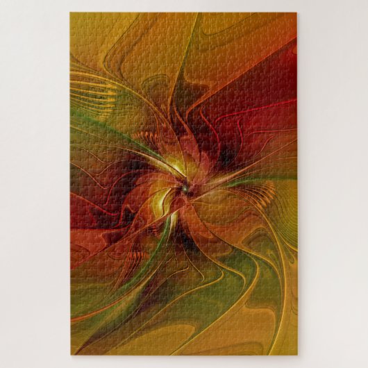 Abstract rood Oranje bruin fractaal kunstventilato Legpuzzel (Verticaal)