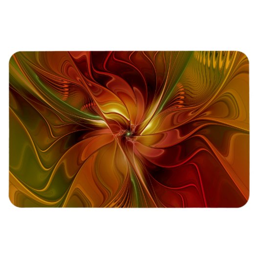 Abstract rood Oranje bruin fractaal kunstventilato Magneet (Horizontaal)