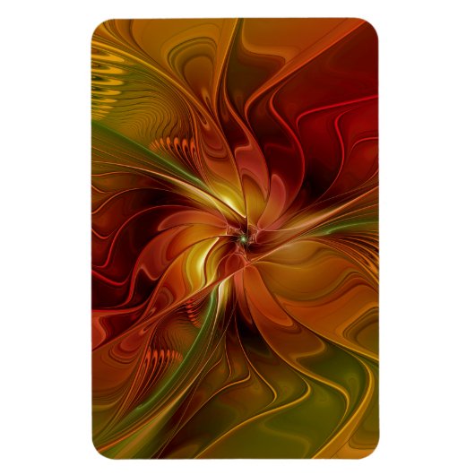 Abstract rood Oranje bruin fractaal kunstventilato Magneet (Verticaal)