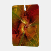 Abstract rood Oranje bruin fractaal kunstventilato Metalen Ornament (Voorkant links)