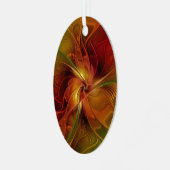 Abstract rood Oranje bruin fractaal kunstventilato Metalen Ornament (Voorkant links)
