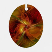 Abstract rood Oranje bruin fractaal kunstventilato Metalen Ornament (Achterkant)