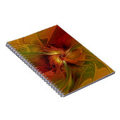 Abstract rood Oranje bruin fractaal kunstventilato Notitieboek (Rechterzijde)