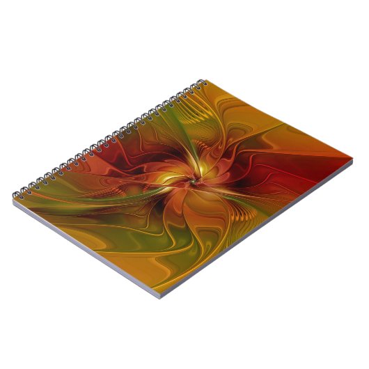 Abstract rood Oranje bruin fractaal kunstventilato Notitieboek (Linkerzijde)