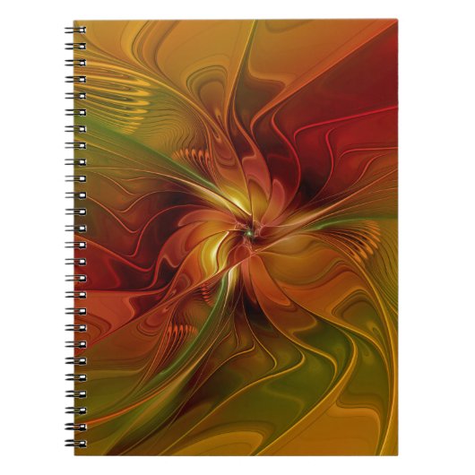 Abstract rood Oranje bruin fractaal kunstventilato Notitieboek (Voorkant)
