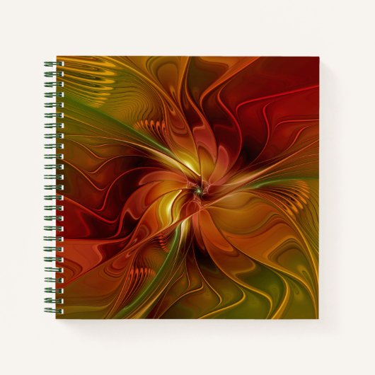 Abstract rood Oranje bruin fractaal kunstventilato Notitieboek (Voorkant)