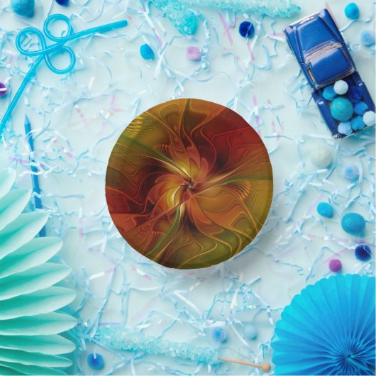 Abstract rood Oranje bruin fractaal kunstventilato Papieren Kommen (Feest)