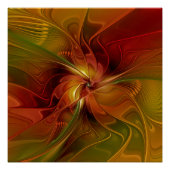 Abstract rood Oranje bruin fractaal kunstventilato Perfect Poster (Voorkant)