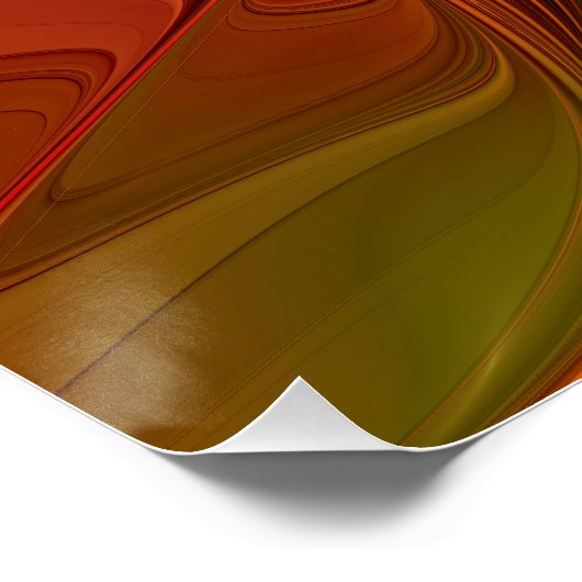 Abstract rood Oranje bruin fractaal kunstventilato Perfect Poster (Hoek)