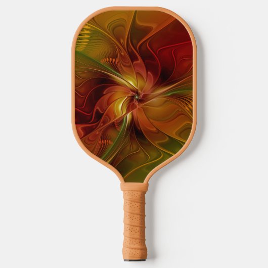 Abstract rood Oranje bruin fractaal kunstventilato Pickleball Paddle (Voorkant)