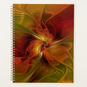 Abstract rood Oranje bruin fractaal kunstventilato Planner (Voorkant)