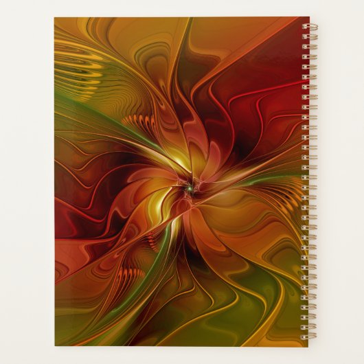 Abstract rood Oranje bruin fractaal kunstventilato Planner (Achterkant)