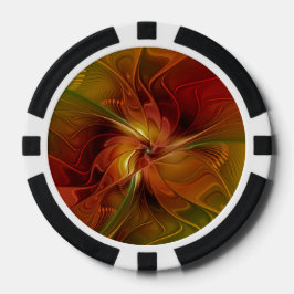 Abstract rood Oranje bruin fractaal kunstventilato Poker Chips