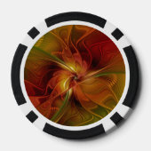 Abstract rood Oranje bruin fractaal kunstventilato Poker Chips (Achterkant)