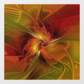 Abstract rood Oranje bruin fractaal kunstventilato Raamsticker (Vel)