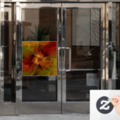Abstract rood Oranje bruin fractaal kunstventilato Raamsticker (Kantoordeur)