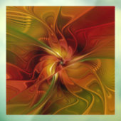 Abstract rood Oranje bruin fractaal kunstventilato Raamsticker (Vel 3)