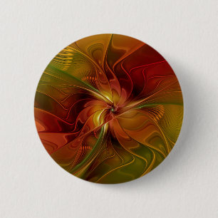 Abstract rood Oranje bruin fractaal kunstventilato Ronde Button 5,7 Cm