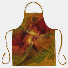 Abstract rood Oranje bruin fractaal kunstventilato Schort