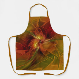 Abstract rood Oranje bruin fractaal kunstventilato Schort