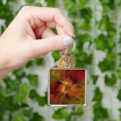 Abstract rood Oranje bruin fractaal kunstventilato Sleutelhanger (Hand)