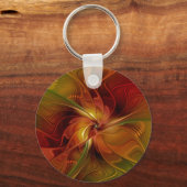 Abstract rood Oranje bruin fractaal kunstventilato Sleutelhanger (Voorkant)