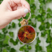Abstract rood Oranje bruin fractaal kunstventilato Sleutelhanger (Hand)