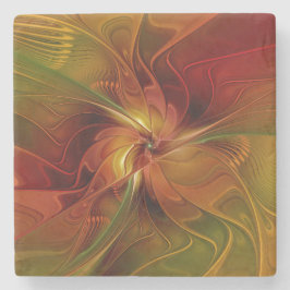 Abstract rood Oranje bruin fractaal kunstventilato Stenen Onderzetter