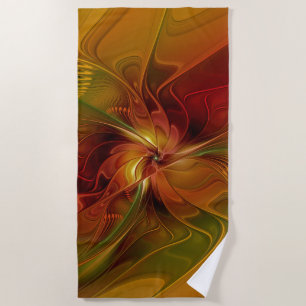Abstract rood Oranje bruin fractaal kunstventilato Strandlaken