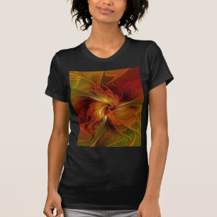 Abstract rood Oranje bruin fractaal kunstventilato T-shirt