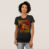 Abstract rood Oranje bruin fractaal kunstventilato T-shirt (Voorkant volledig)