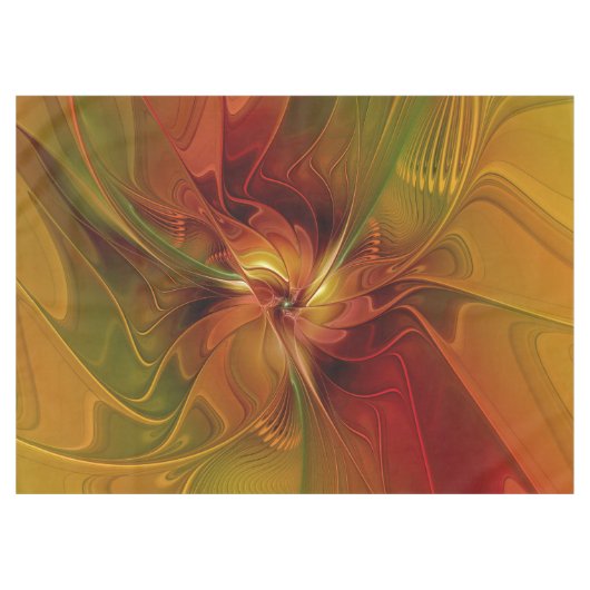 Abstract rood Oranje bruin fractaal kunstventilato Tafelkleed (Voorkant (Horizontaal))
