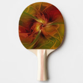 Abstract rood Oranje bruin fractaal kunstventilato Tafeltennisbatje (Voorkant)