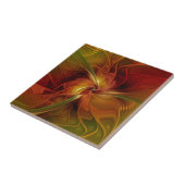 Abstract rood Oranje bruin fractaal kunstventilato Tegeltje (Zijkant)