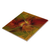Abstract rood Oranje bruin fractaal kunstventilato Tegeltje (Zijkant)