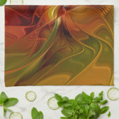 Abstract rood Oranje bruin fractaal kunstventilato Theedoek (Gevouwen)