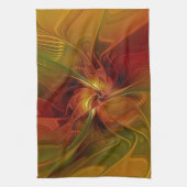 Abstract rood Oranje bruin fractaal kunstventilato Theedoek (Verticaal)