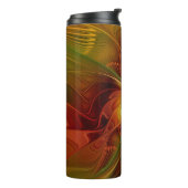 Abstract rood Oranje bruin fractaal kunstventilato Thermosbeker (Gedraaid links)
