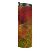 Abstract rood Oranje bruin fractaal kunstventilato Thermosbeker (Geroteerd rechts)