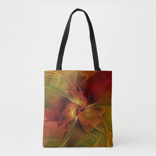Abstract rood Oranje bruin fractaal kunstventilato Tote Bag (Voorkant)
