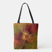 Abstract rood Oranje bruin fractaal kunstventilato Tote Bag (Achterkant)