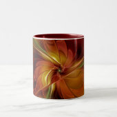Abstract rood Oranje bruin fractaal kunstventilato Tweekleurige Koffiemok (Center)