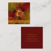 Abstract rood Oranje bruin fractaal kunstventilato Vierkante Visitekaartje (Voorkant / Achterkant)