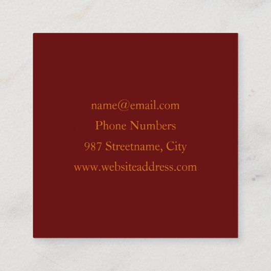 Abstract rood Oranje bruin fractaal kunstventilato Vierkante Visitekaartje (Achterkant)