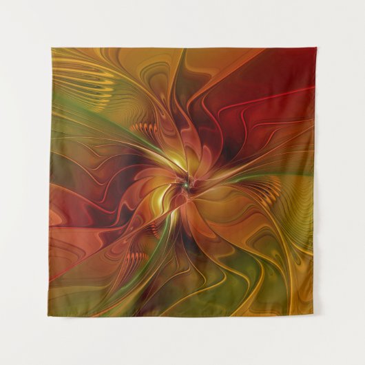 Abstract rood Oranje bruin fractaal kunstventilato Wandkleed (Voorkant)