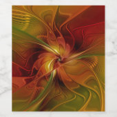 Abstract rood Oranje bruin fractaal kunstventilato Wijn Etiket (Enkel label)