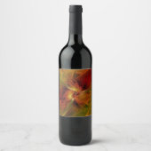 Abstract rood Oranje bruin fractaal kunstventilato Wijn Etiket (Voorkant)