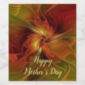 Abstract rood Oranje bruin fractaal kunstventilato Wijn Etiket (Enkel label)